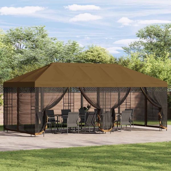 vidaXL Pavillon Dach mit Seitenwänden 6x3 m Taupe Polyester 190 900415