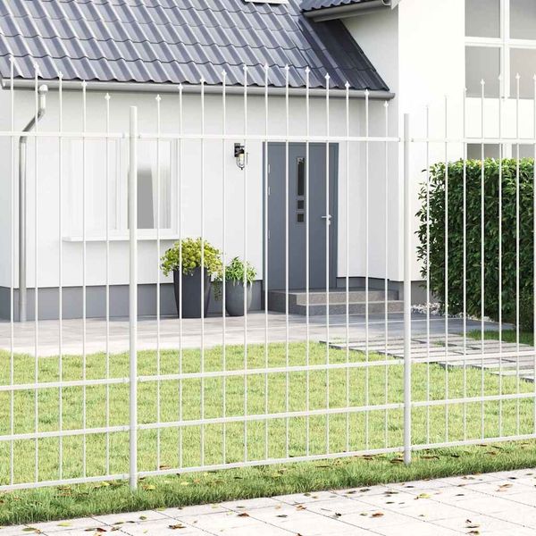 vidaXL Gartenzaun 5 pcs Weiß 170 x 225 cm Pulverbeschichteter Stahl 3360159
