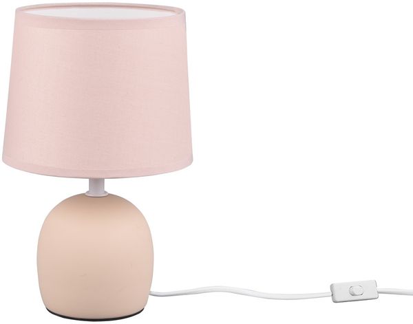 LED Tischleuchte Keramikfuß & Stoffschirm Beige, Höhe 26cm Bild 12