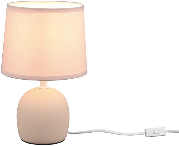 LED Tischleuchte Keramikfuß & Stoffschirm Beige, Höhe 26cm Bild 2