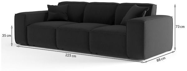 Sofa Set 2-teilig Sezlong und Sofa 3-Sitzer CELES in Stoff Opera Velvet Grün Bild 3