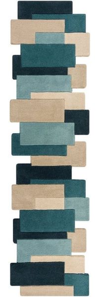 FLAIR RUGS Läufer Abstract Collage, rechteckig, Höhe: 11 mm, 100% Wolle, Karo Design, Patchwork, modern, mehrfarbig, Teppichläufer