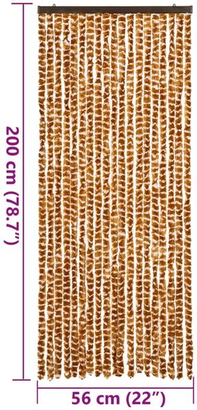 vidaXL Fliegenvorhang Ocker und Weiß 56x200 cm Chenille 377399 Bild 7