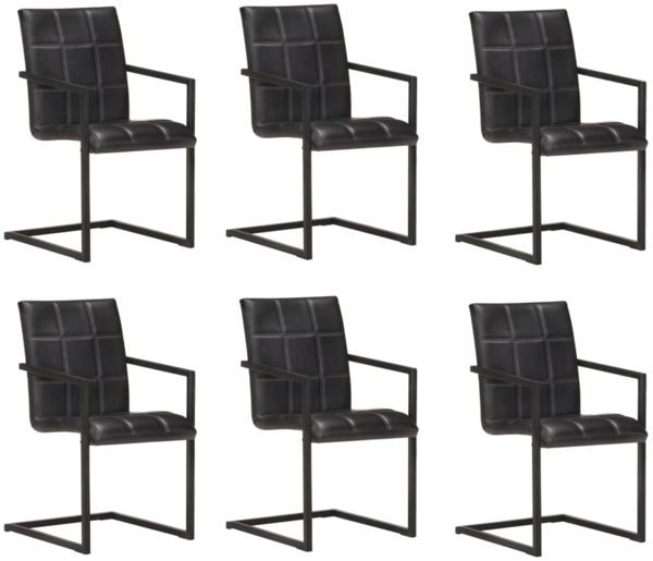 vidaXL Freischwinger 6 Stk. Schwarz Echtleder 3065692