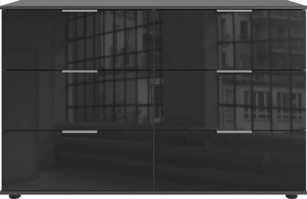 Schubladenkommode Easy Plus Kommode graphit schwarzglas 130 x 41 x 83 cm