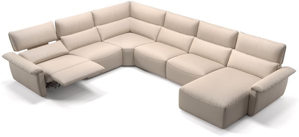 Sofanella Wohnlandschaft Merdia Ledersofa Eckcouch Sofa in Creme