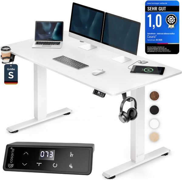 CASARIA® Höhenverstellbarer Schreibtisch elektrisch S Weiß