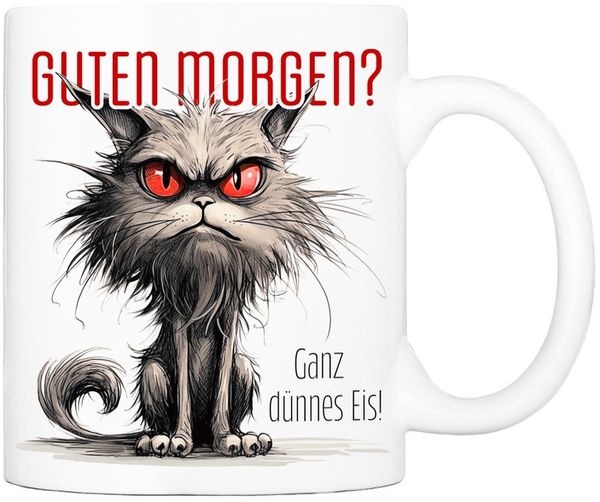 Cadouri Tasse mit Spruch 'Guten Morgen?' Kaffeetasse Büro Arbeit, Geschenk, Keramik, Kaffeebecher, Geschenkidee Arbeitskollege, lustig, Humor, 330 ml