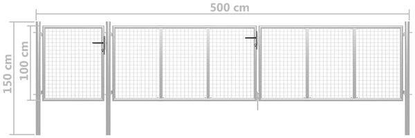 vidaXL Gartentor aus Stahl 500 x 100 cm Silber 144353 Bild 5