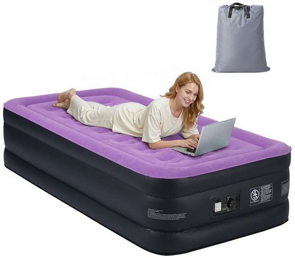 LALAHO Luftmatratze mit eingebauter Pumpe,Isomatte Camping Outdoor,190 x 99 x 45CM, Einzel-Luftbett, selbstaufblasend, wasserdicht, inkl. Pumpe, Tasche