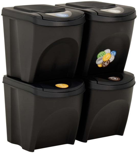 vidaXL Stapelbare Mülleimer 4 Stk. Anthrazit 100 L 316185