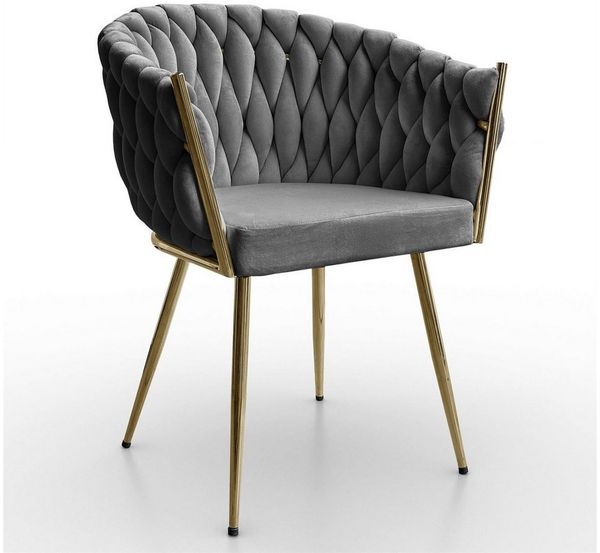 Lookway Stuhl Gepolsterter ROSALIE Samt Polsterstuhl mit Metallbeine