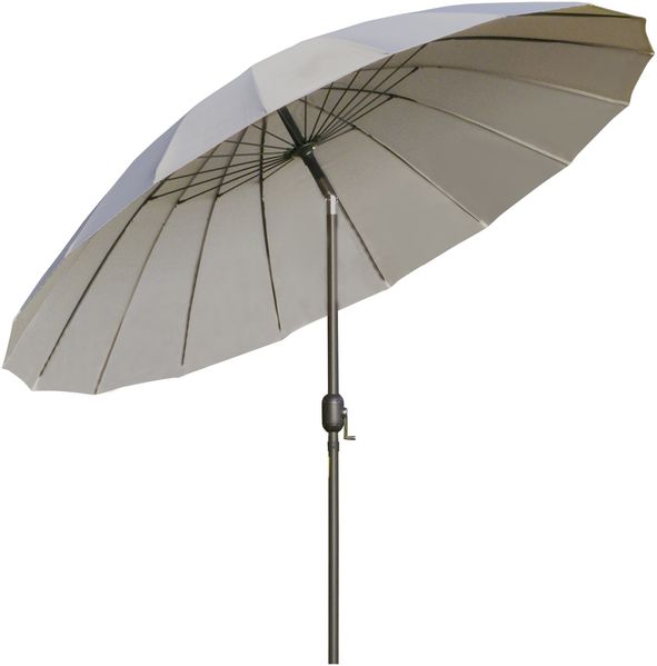 Runder, neigbarer Gartenschirm mit 18 Streben, Kurbelgriff, Metallstange, Fiberglas, 2,5 m hochdichtes Polyestergewebe, grau