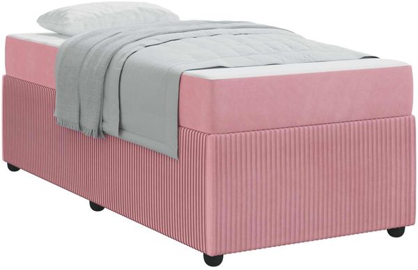 vidaXL Bettrahmen mit Matratze Rosa 100 x 200 cm Stoff 3398365 Bild 2