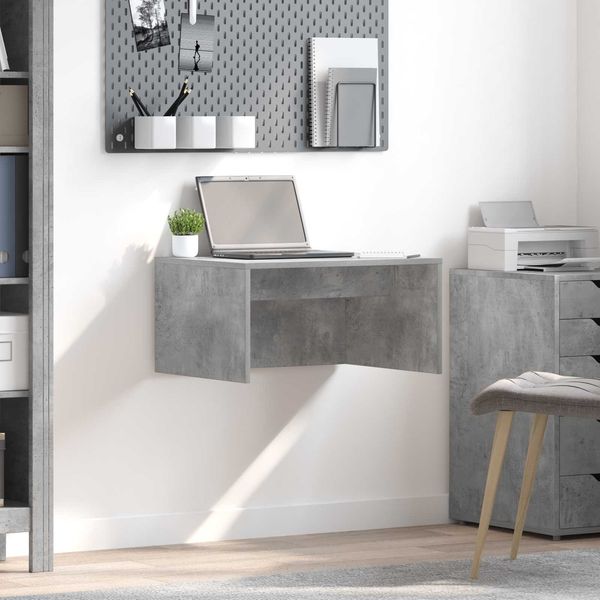 Wandtisch, Bürotisch Wandmontiert Beton Grau 60 x 45 x 30 cm Holzwerkstoff