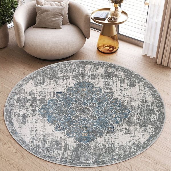 Tapiso Teppich VALLEY, rund, Höhe: 9 mm, Wohnzimmer, Schlafzimmer, Vintage