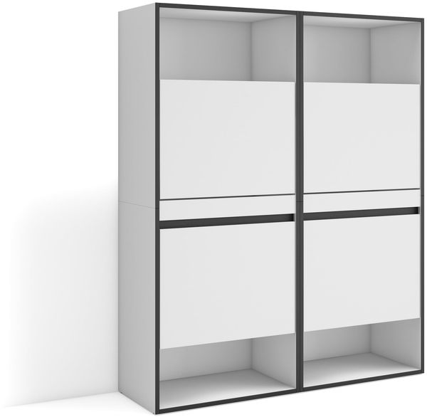 Skraut Home | Schuhregal, Schuhschrank | Schuhaufbewahrung | 120 x 145 x 35 cm | Für Schlafzimmer, Zimmer | Schuh-Organizer | Moderner Stil | Weiß