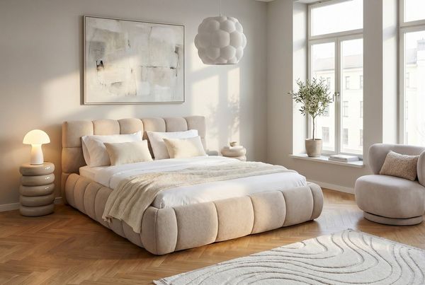 ATLANTIC home collection Polsterbett Nuala in verschiedenen Breiten, gepolstertes Kopfteil und Rahmen, Bezug mit Melange-Effekt
