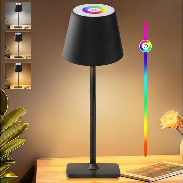 Quntis LED Tischleuchte dimmbare Lampe, Nachttischlampe, kabellose Tischleuchte, Dimmbar/Farbwechsel, LED fest integriert, Warmweiß / Neutralweiß / Kaltweiß / RGB, Wohnzimmerlampe, Schreibtischlampe, Outdoor-Lampe, Kinderlampe