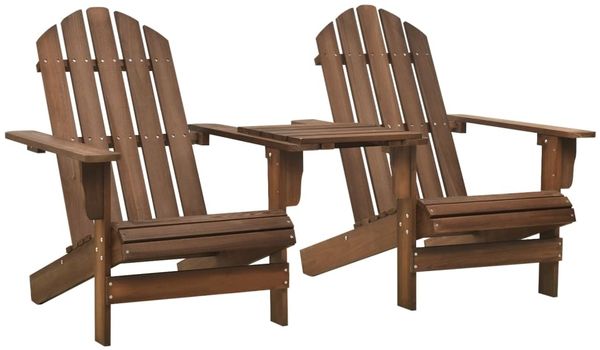 vidaXL Adirondack-Gartenstühle mit Tisch Massivholz Tanne Braun 310069