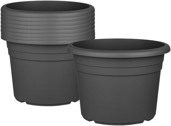 BigDean 9X Blumentopf Ø 40 cm Farbe Anthrazit Kunststoff Pflanztopf Containertopf Übertopf Pflanzkübel rund 40 x 28 cm