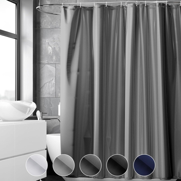 REDKEY Duschvorhang 120x200 cm Dunkelgrau Anti-schimmel PVC Antibakteriell