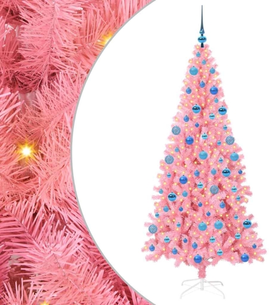 vidaXL Weihnachtsbaum mit 300 LEDs mit Ständer Rosa 180 cm PVC 3396436