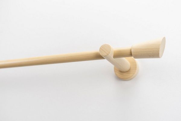 GARESA Gardinenstange MOLIS, Ø 20 mm, 1-läufig, Wunschmaßlänge, mit Bohren, verschraubt, Holzwerkstoff, Metall, Vorhanggarnitur, verlängerbar, Wandmontage, Keil, ohne Ringe