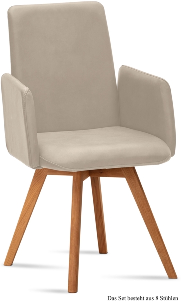 Armlehnstuhl (8er-Set) Dilys 52x92x60 Eiche geölt/Natur