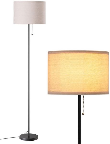 EDISHINE LED Stehlampe Wohnzimmer, LED wechselbar, warmweiß, Moderne Stehleuchte mit beige Lampenschirm, 145cm