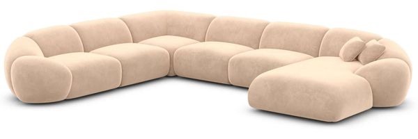 XXL Wohnlandschaft Solverde aus Samtstoff - Samtstoff - beige - Rechts