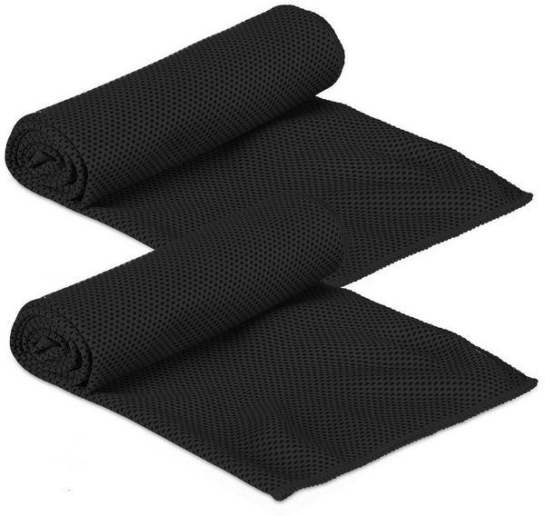 relaxdays Sporthandtuch Kühlendes Handtuch im 2er Pack, schwarz
