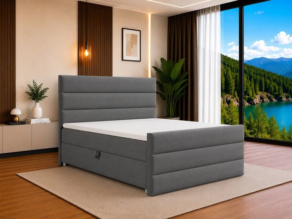 Best for Home Boxspringbett Trinity K-1 LUX – Modern Boxspringbett mit Stauraum & Komfort (Boxspringbett-Set, 1-St, Komplettes Boxspringbett-Set inklusive Matratze und Topper), Ergonomischer Schlafkomfort, großer Stauraum