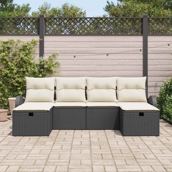 vidaXL Sofa Set mit Kissen 6 pcs Schwarz und Creme Poly-Rattan 3359116 Bild 2