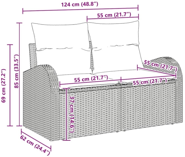vidaXL Sofa Set mit Kissen 6 pcs Schwarz und Creme Poly-Rattan 3359116 Bild 10