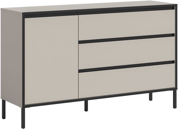 Sideboard B/H/T: 136x83x38 cm in Kaschmir Nachbildung und schwarz