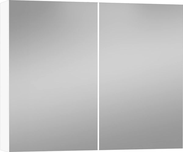Baikal Camerino Schrank mit Spiegel, Mehrzweck-Badezimmer-Zusatzschrank, Option mit oder ohne LED-Licht, einfache Montage, Schrank Camerino, 80 cm, Weiß