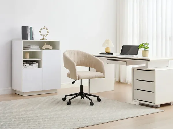 Vente-unique - TIRIESI Office chair Stoff Beige - B 56 cm x H 87 cm79 cm x L 61 cm