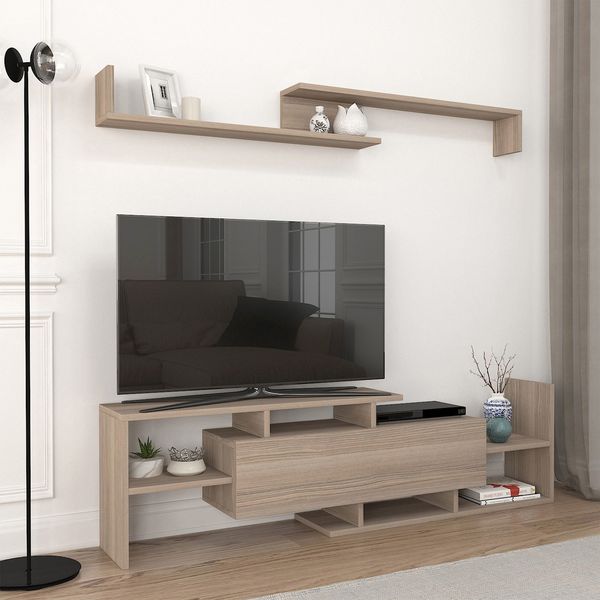 Fernsehschrank Liksefte mit Wandregal 154x28x42 cm Eicheoptik [en. casa]