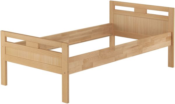 Massivholzbett Überlänge Seniorenbett Buche 90x220 Einzelbett hohes Bett V-60.74-09-220 Federholzrahmen und Matratze inkl. Bild 3