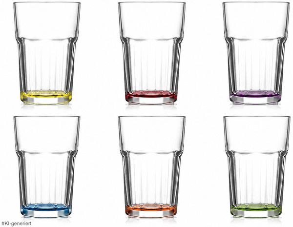 LAV Gläser-Set Caipirinha farbiges Retro Set, 6-tlg, 300ml, spülmaschinengeeignet