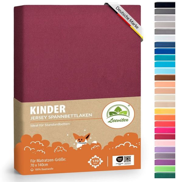 leevitex® Spannbettlaken Jersey aus 100% Baumwolle, für Kinder- & Standardmatratzen, Jersey, Gummizug: rundum, 100% Baumwolle, anschmiegsam & dehnbar, diverse Größen und Farben