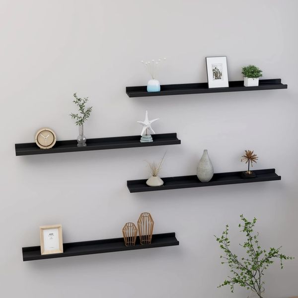 vidaXL Wandregale 4 Stk. Schwarz 80x9x3 cm 326669