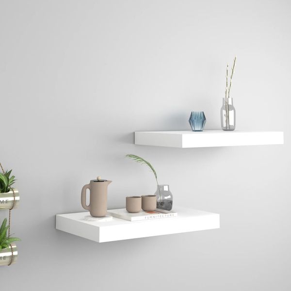 vidaXL Schweberegale 2 Stk. Weiß 40x23x3,8 cm MDF 323806