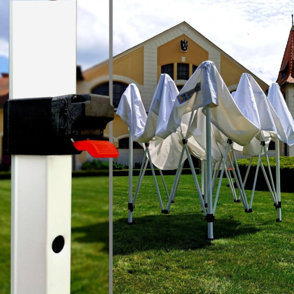 Scherenzelte 2x2m - mit 3 Wänden - Orange Bild 7