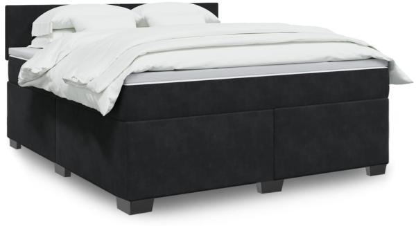 vidaXL Boxspringbett mit Matratze Schwarz 180x200 cm Samt 3288674