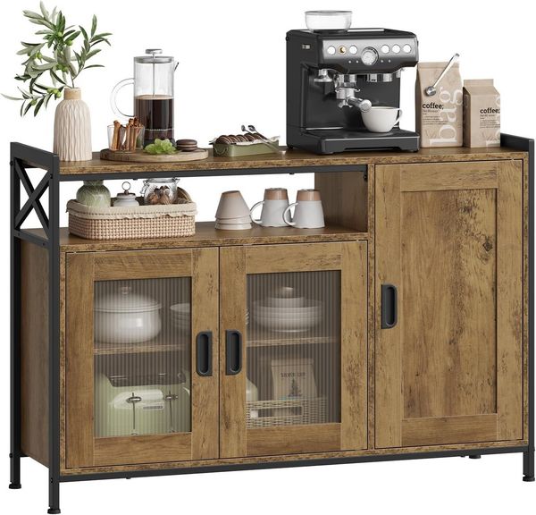 Woltu Sideboard, Küchenschrank aus MDF und Metall, für Küche Wohnzimmer Flur
