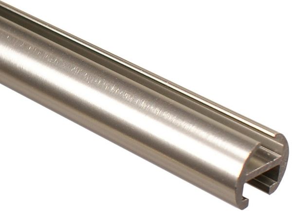 iso-design Gardinenstange Innenlauf 2-läufig 16 mm Farbe Edelstahl Wandmontage, Ø 16 mm, 2-läufig, Fixmaß, mit Bohren, Aluminium