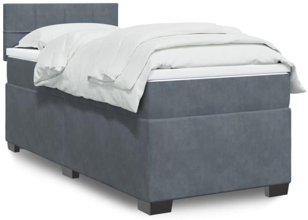 vidaXL Boxspringbett mit Matratze Dunkelgrau 90x190 cm Samt 3288499