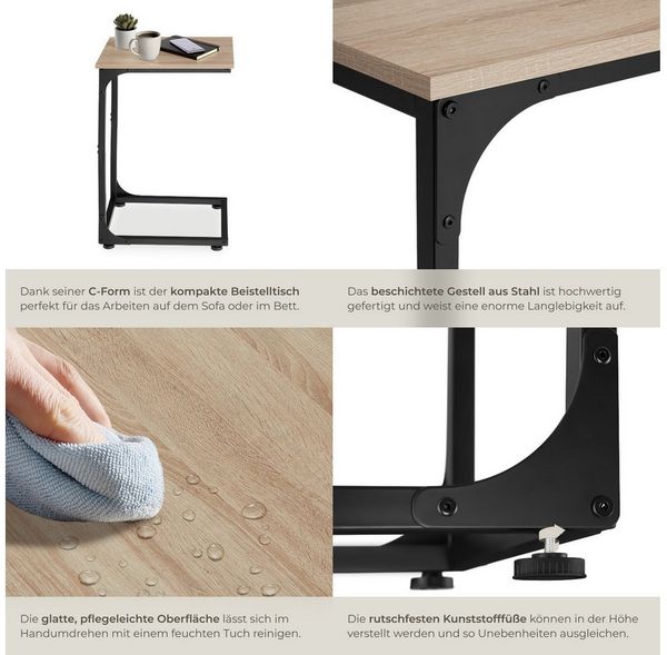 tectake Beistelltisch Couchtisch Erie 40x30x63cm (1-St, 1 tlg), Schlanker Beistelltisch im minimalistischen Industrie-Design Bild 3